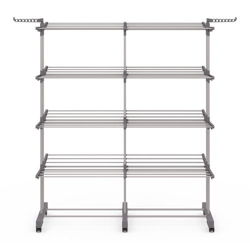 Séchoir à Linge Vertical Pliable Et Extensible 4 Niveaux Maxi Capacité 50m Inox Et Gris