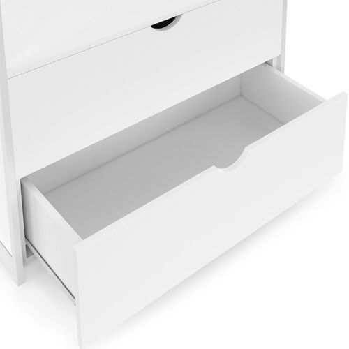 Dressing Penderie 2 Tiroirs L. 80 Cm Brooklyn Bois Blanc Et Métal Blanc