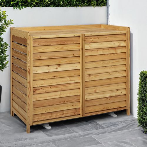 Cache Climatiseur En Bois Naturel Protection Unité Extérieur 95 X 50 X 80 Cm