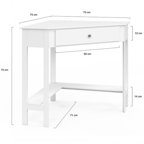 Bureau D'angle Remi Blanc Gain De Place Bureau Informatique Avec Rangements Et 1 Tiroir