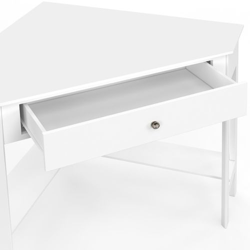 Bureau D'angle Remi Blanc Gain De Place Bureau Informatique Avec Rangements Et 1 Tiroir