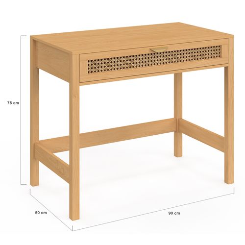 Bureau 1 Tiroir Edhen Bois Et Cannage