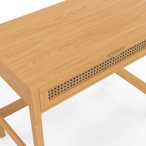 Bureau 1 Tiroir Edhen Bois Et Cannage