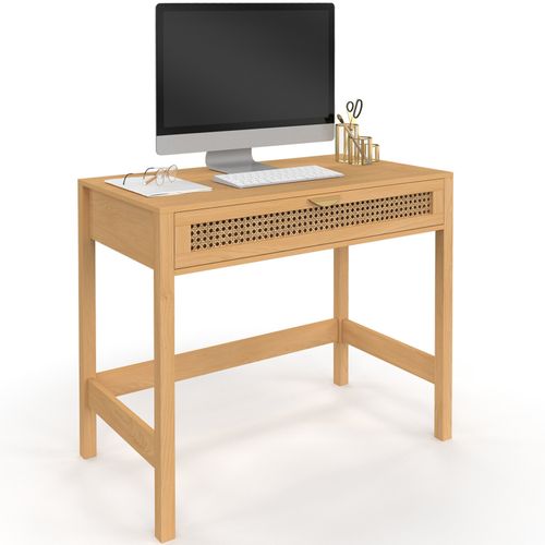 Bureau 1 Tiroir Edhen Bois Et Cannage