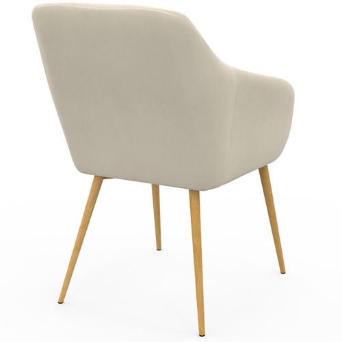 Lot De 2 Chaises De Salle à Manger, Fauteuils De Table Jany Matelassées Velours Beige Pieds Effet Bo