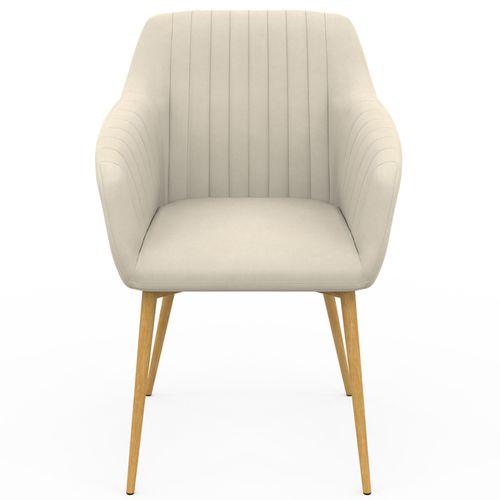 Lot De 2 Chaises De Salle à Manger, Fauteuils De Table Jany Matelassées Velours Beige Pieds Effet Bo