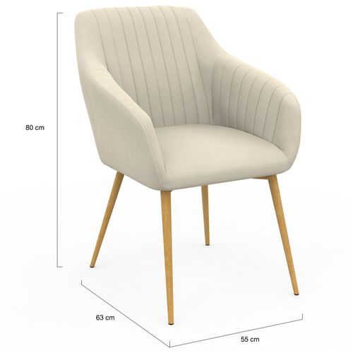 Lot De 2 Chaises De Salle à Manger, Fauteuils De Table Jany Matelassées Velours Beige Pieds Effet Bo