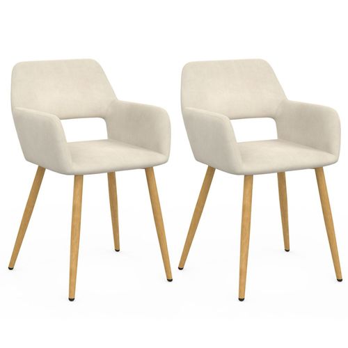 Lot De 2 Chaises De Salle à Manger, Fauteuils De Table Holy En Velours Beige
