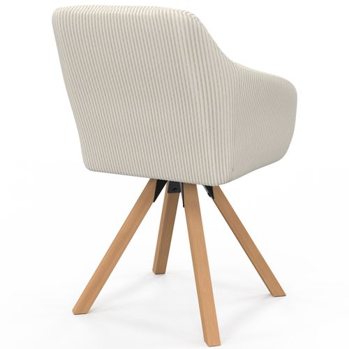 Lot De 2 Chaises Pivotantes De Salle à Manger, Fauteuils De Table Jany En Velours Côtelé Beige