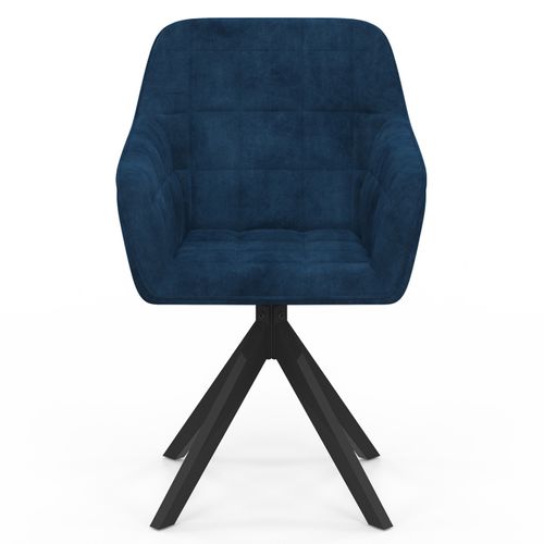 Lot De 2 Chaises Pivotantes De Salle à Manger, Fauteuils De Table Mady En Velours Bleu