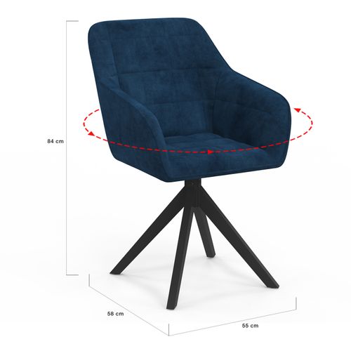 Lot De 2 Chaises Pivotantes De Salle à Manger, Fauteuils De Table Mady En Velours Bleu