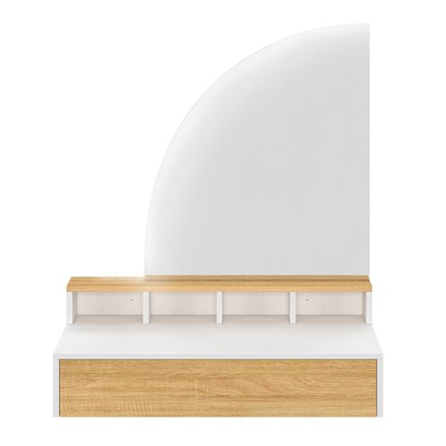 Coiffeuse Suspendue Zelia Miroir LED Avec 4 Niches, 1 Tiroir Bois Et Blanc