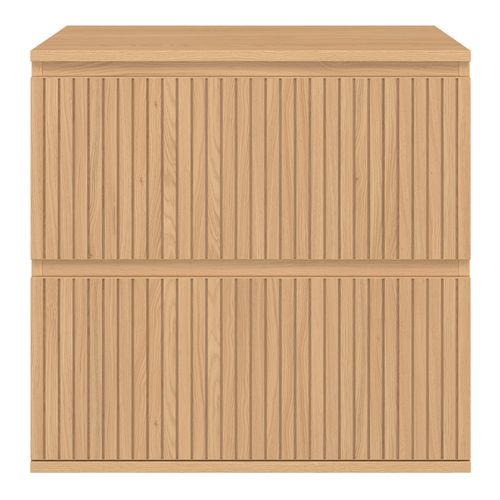 Meuble Sous Vasque Suspendu Salle De Bain Victor 2 Tiroirs Effet Lattes