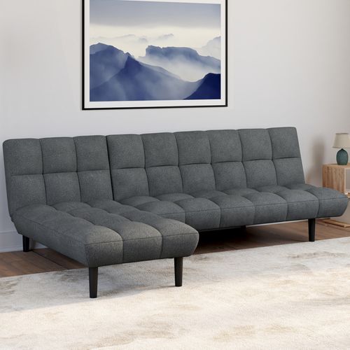 Canapé Clic Clac Salome Capitonné 3 Places Tissu Gris Anthracite