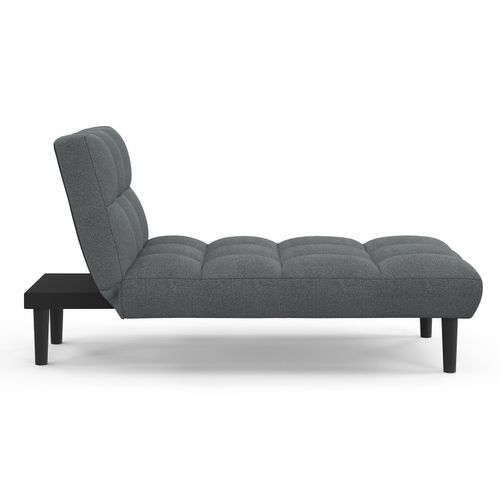 Méridienne Clic Clac Salome Capitonnée 80 X 180 Cm  Tissu Gris Anthracite