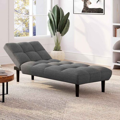 Méridienne Clic Clac Salome Capitonnée 80 X 180 Cm  Tissu Gris Anthracite