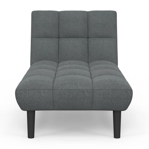 Méridienne Clic Clac Salome Capitonnée 80 X 180 Cm  Tissu Gris Anthracite