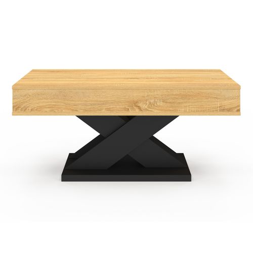 Table Basse Rectangulaire Plateau Relevable Alicia Bois Et Pied Noir