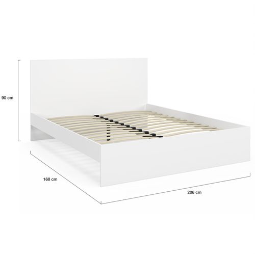Lit Double Omaha Avec Tête De Lit Et Sommier 160 X 200 Cm Blanc