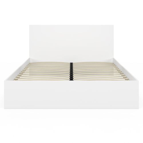 Lit Double Omaha Avec Tête De Lit Et Sommier 160 X 200 Cm Blanc