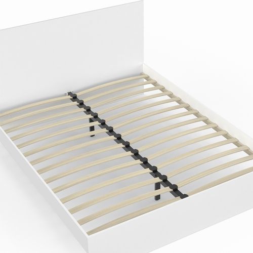 Lit Double Omaha Avec Tête De Lit Et Sommier 160 X 200 Cm Blanc