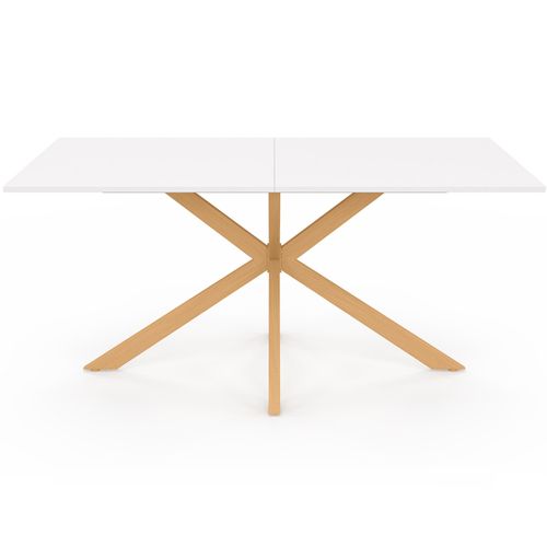 Table à Manger Rectangle Alix 8 Personnes Pied Araignée Bois Et Plateau Blanc Gisele 160 Cm
