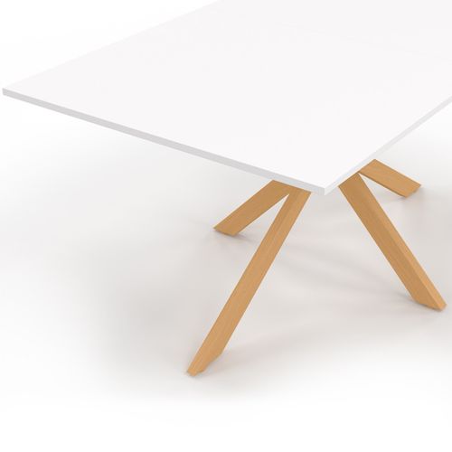 Table à Manger Rectangle Alix 8 Personnes Pied Araignée Bois Et Plateau Blanc Gisele 160 Cm
