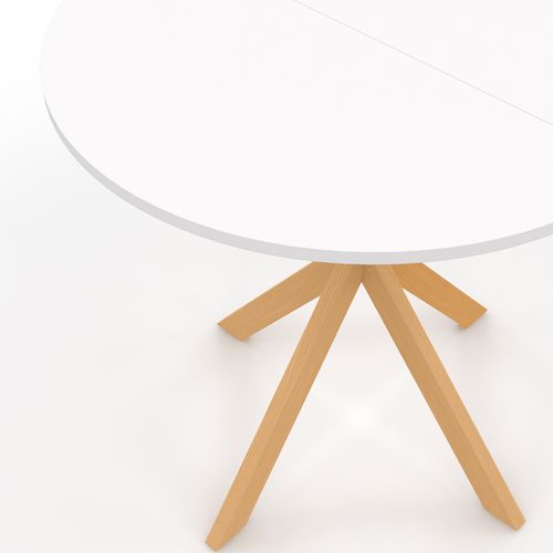 Table à Manger Ronde Alix 4 Personnes Pied Araignée Bois Et Plateau Blanc Gisele 80 Cm