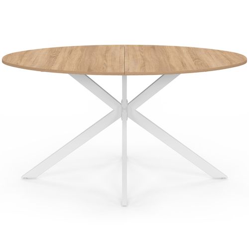 Table à Manger Ovale Alix 8 Personnes Pied Araignée Bois Et Blanc 150 Cm