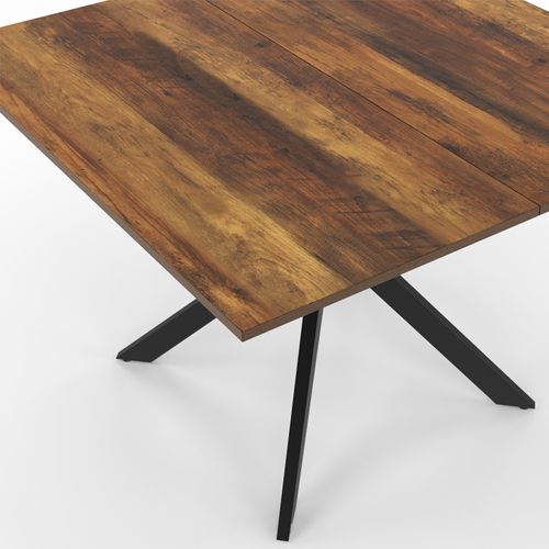 Table à Manger Carrée Alix 8 Personnes Pied Araignée Noir Et Plateau Bois Foncé Hawkins 110 Cm