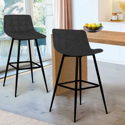 Lot De 2 Tabourets De Bar Mady En Velours Noir