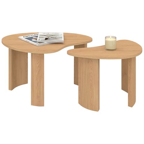 Lot De 2 Tables Basses Gigognes Coline 70/50 Bois Façon Hêtre