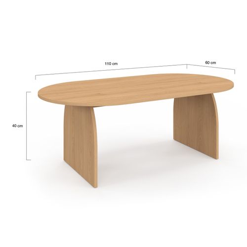 Table Basse Japandi Ovale Edith 110 Cm Bois Effet Hêtre