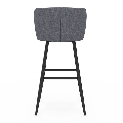Lot De 4 Tabourets De Bar Ombline Assise En Tissu Gris Foncé Et Pieds En Métal Noir