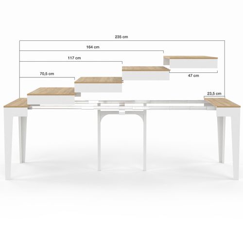 Table Console Extensible Michel 10 Personnes 235 Cm Bois Blanc Et Façon Hêtre