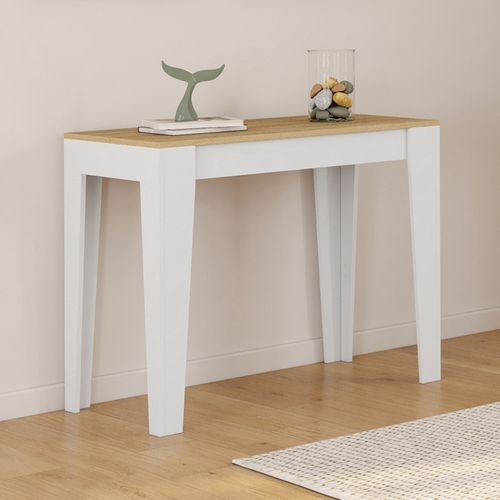 Table Console Extensible Michel 10 Personnes 235 Cm Bois Blanc Et Façon Hêtre