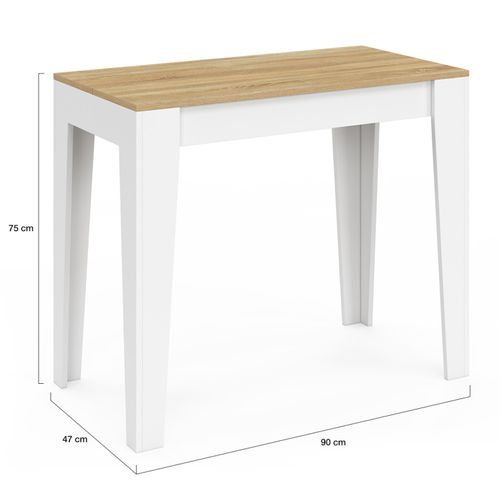 Table Console Extensible Michel 10 Personnes 235 Cm Bois Blanc Et Façon Hêtre