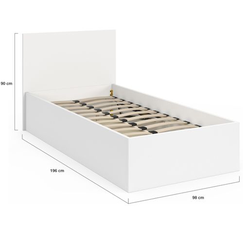 Lit Coffre Simple Seaside Avec Tête De Lit Et Sommier 90 X 190 Cm Blanc