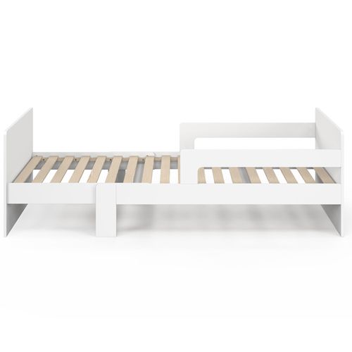Lit Simple Évolutif Gaspard 90 X 140/190 Cm Avec Sommier Et Barrières Bois Blanc