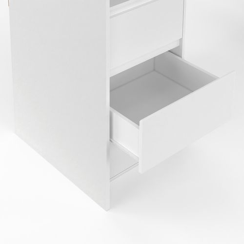 Dressing Extensible Double Meryl 120/180 Cm Blanc Avec 6 Tiroirs + Étagères + Double Penderie + Ride