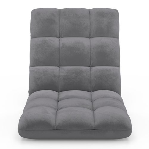 Chaise De Sol Pliante Garance 15 Positions En Velours Gris Anthracite