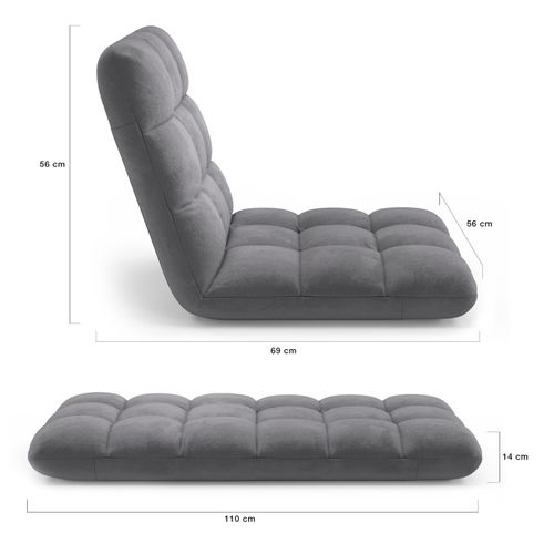 Chaise De Sol Pliante Garance 15 Positions En Velours Gris Anthracite