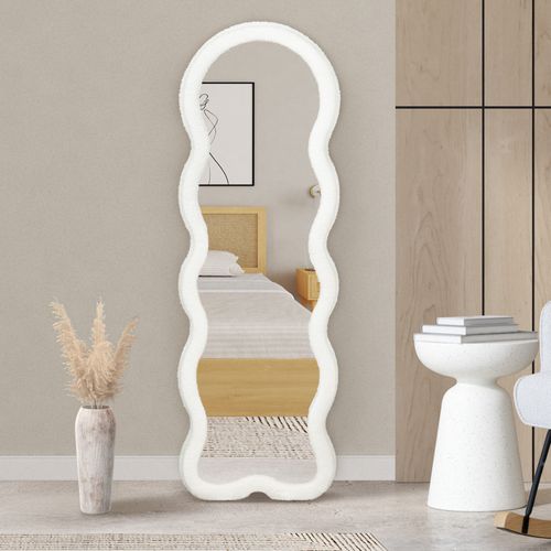 Miroir Vague En Tissu Bouclette Crème 150 X 50 Cm