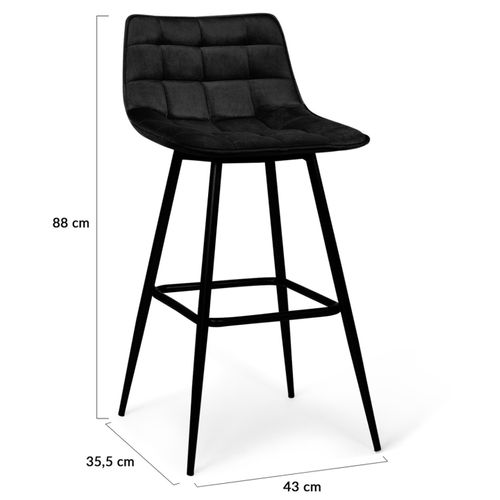 Lot De 6 Tabourets De Bar Mady En Velours Noir