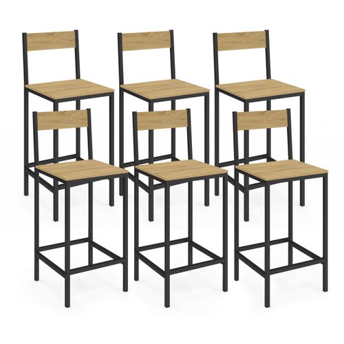 Lot De 6 Tabourets De Bar Detroit Avec Dossier Chaise De Cuisine Design Industriel