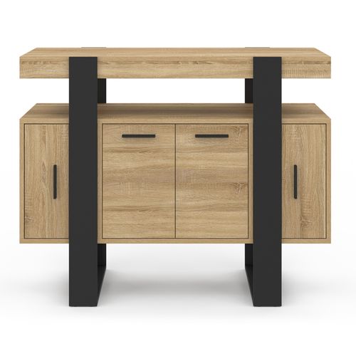 Buffet 100 Cm Phoenix 4 Portes Bois Et Noir