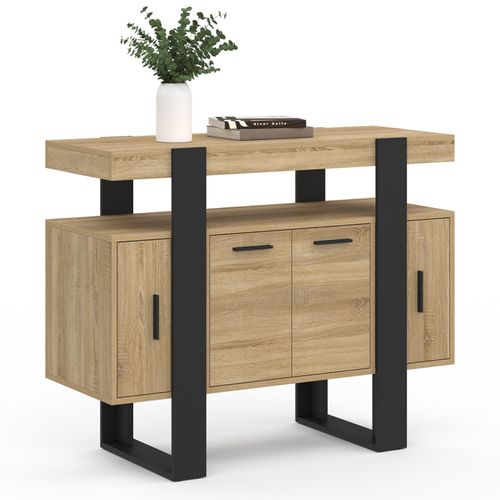 Buffet 100 Cm Phoenix 4 Portes Bois Et Noir