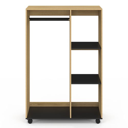 Dressing Penderie Rachel 80 X 40 X 120 Cm à Roulettes Hêtre Et Noir