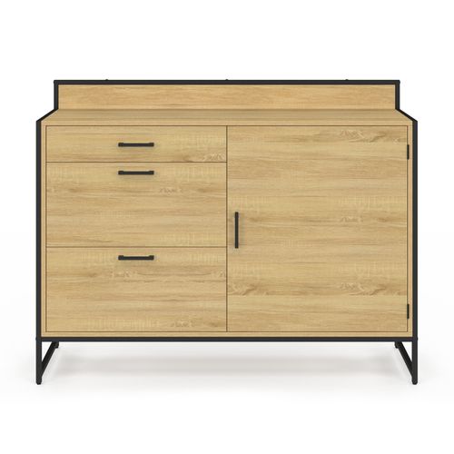 Buffet Bas Casserolier De Cuisine 120 Cm Detroit Plan De Travail H.83 Cm 1 Porte + 3 Tiroirs Design