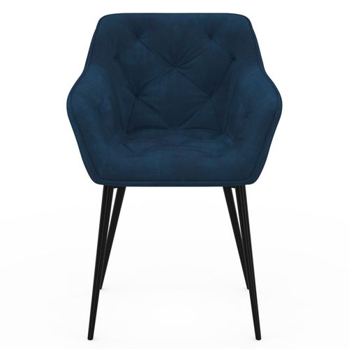 Lot De 2 Chaises De Salle à Manger, Fauteuils De Table Capitonnés Lya Velours Bleu Canard